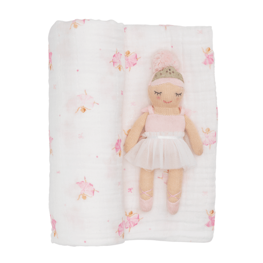Swaddle and Rattle Set - Ballerina