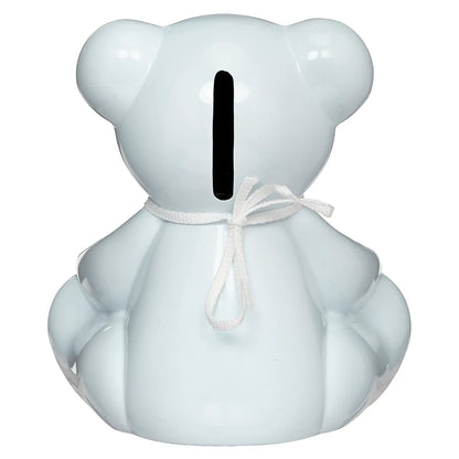 Teddy Bear Bank with Cross Necklace - Blue
