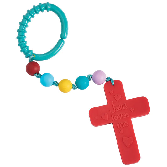 Jesus Loves Me Cross and Blessing Beads To-Go Teether