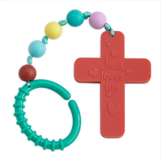Jesus Loves Me Cross and Blessing Beads To-Go Teether