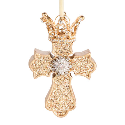 Rejoice Warm Wish Glitter Cross Ornament