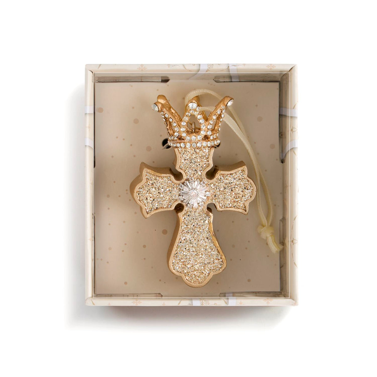 Rejoice Warm Wish Glitter Cross Ornament