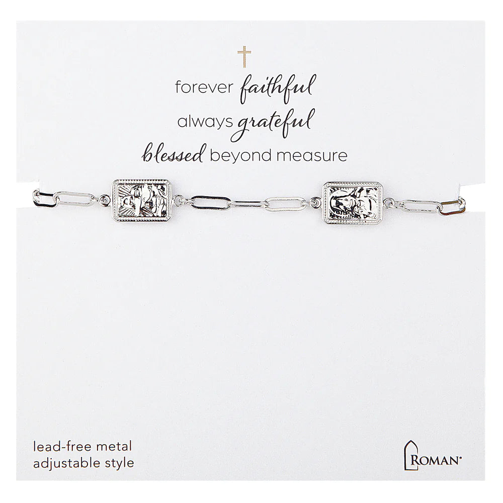 Chain Bracelet with Scapular Charms - Silver