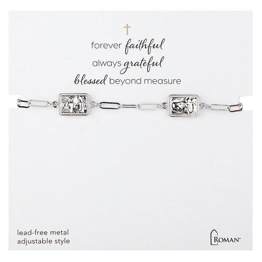 Chain Bracelet with Scapular Charms - Silver
