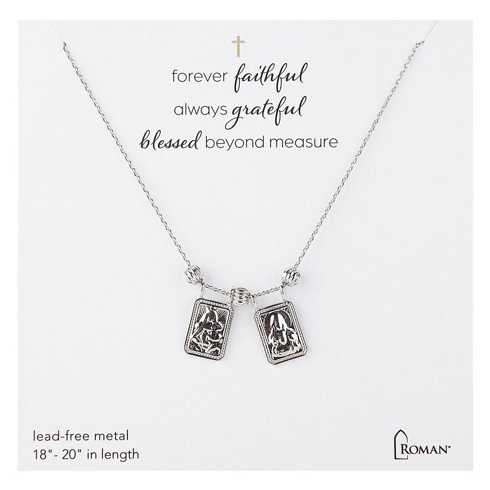 Chain and Bead Scapular Necklace - Silver