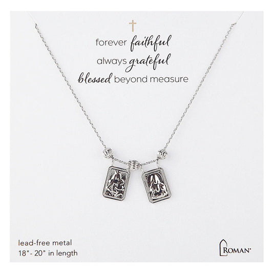Chain and Bead Scapular Necklace - Silver