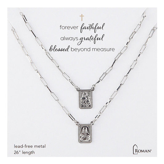 Infinity Scapular Necklace - Silver