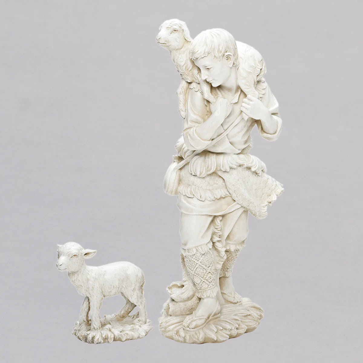 Ivory Resin Shepard & Lamb - 27"
