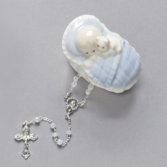 Baby Boy Keepsake Box with Rosary