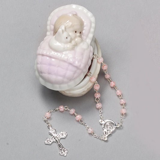 Baby Girl Keepsake Box with Rosary