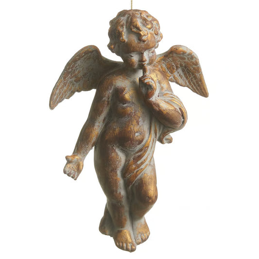 10" Antique Gold Angel Ornament