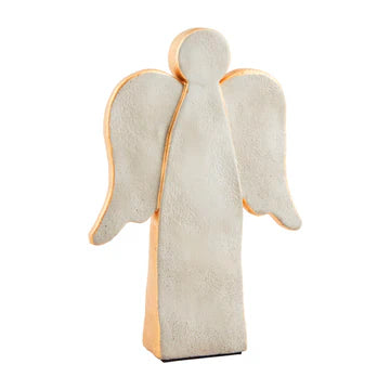 Large Concrete Gold Angel Table Sitter