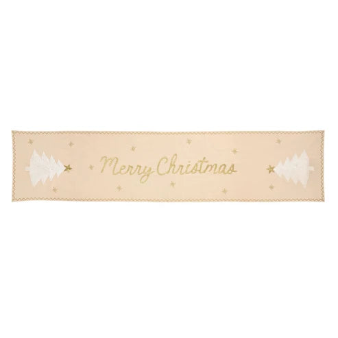 Merry Christmas Snowflake Tree Table Runner