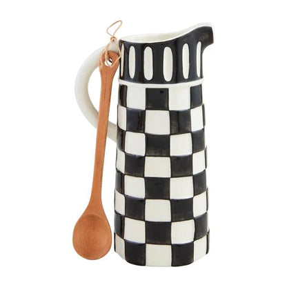 Checkered Marble Pitcher Set