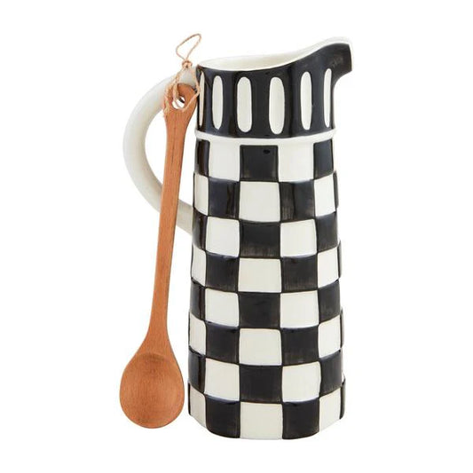 Checkered Marble Pitcher Set