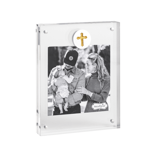 Cross Medallion Acrylic Frame - White
