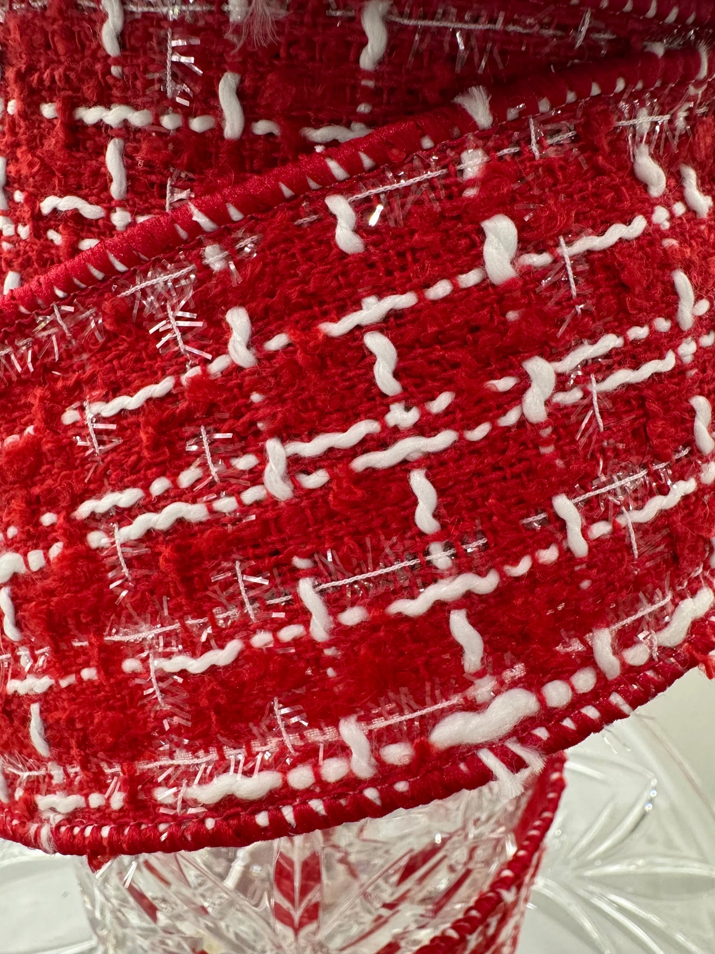 Boucle Red and White 2.5" x 10 Yard Ribbon