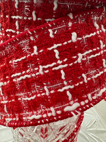 Boucle Red and White 2.5" x 10 Yard Ribbon