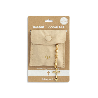 Gold Rosary and Pouch - 18in