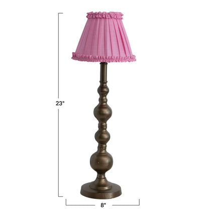 Brass Table Lamp with Pleated Silk Shade