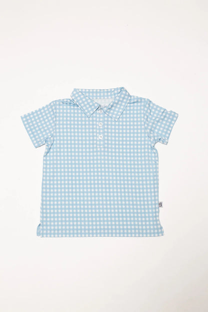 Polo Shirt - Gingham in Cottage Blue