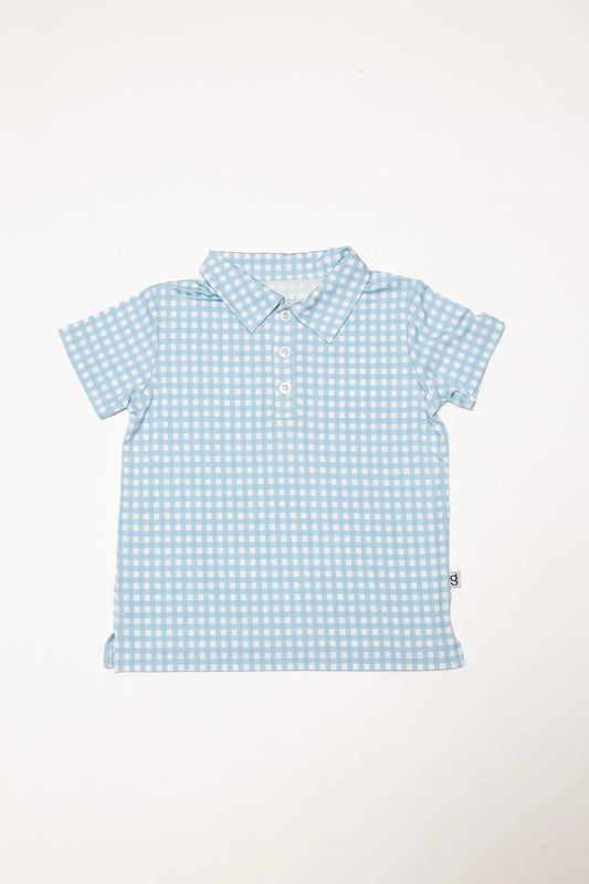 Polo Shirt - Gingham in Cottage Blue