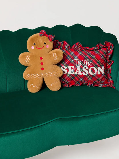 "Tis The Season" Plaid Pillow, Red