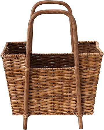Hand-Woven Rattan Magazine Holder with Handle