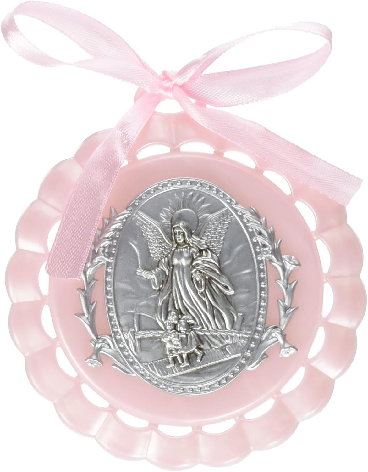 My Guardian Angel Cradle Medal - Pink