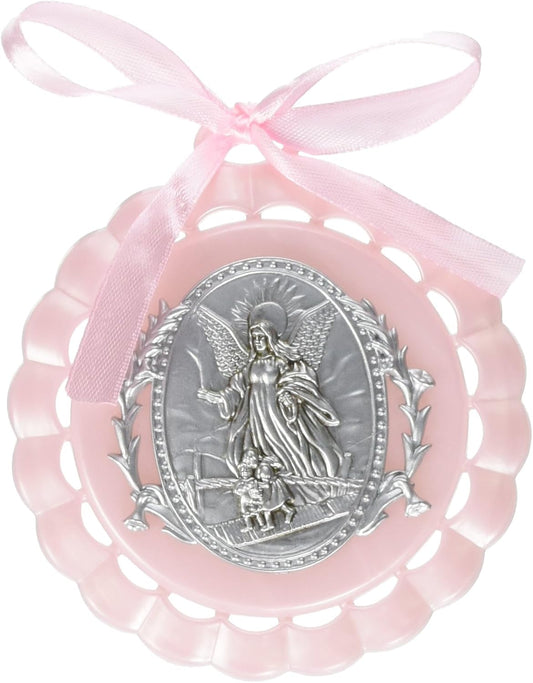 My Guardian Angel Cradle Medal - Pink