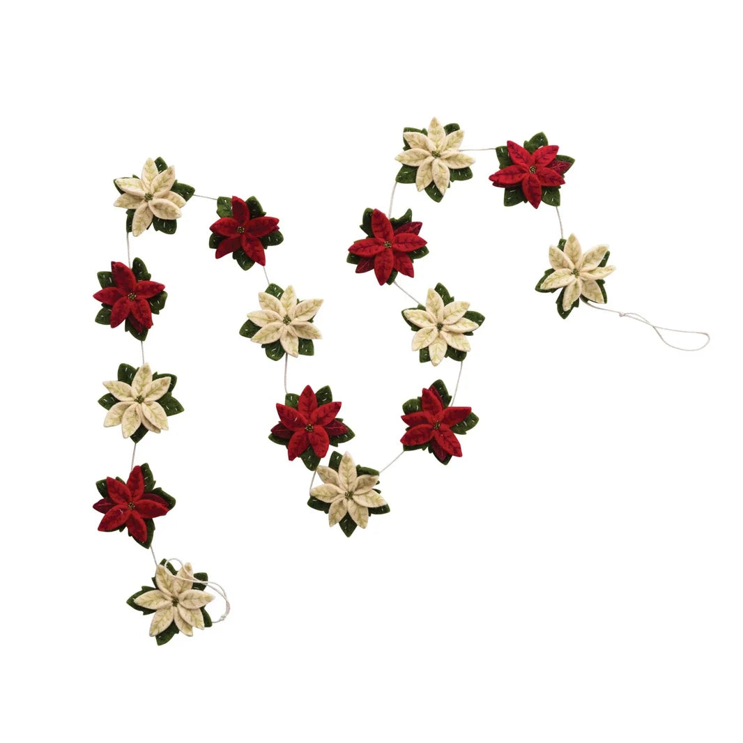 Wool Felt Poinsettia Garland