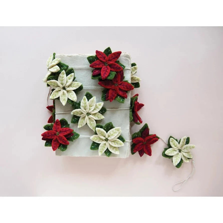 Wool Felt Poinsettia Garland