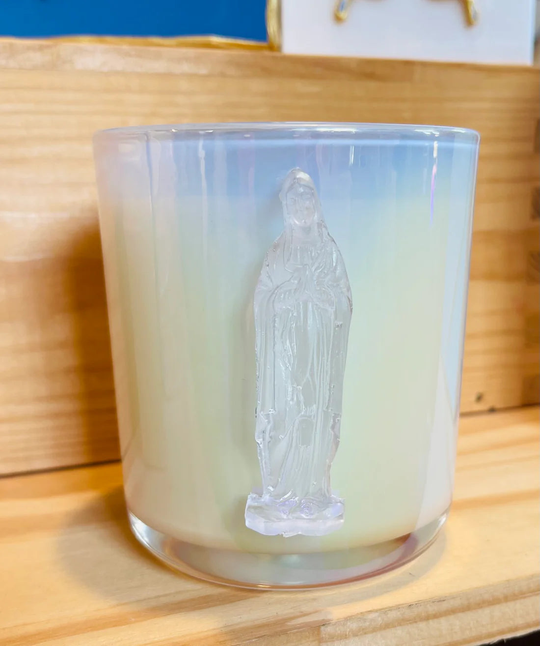 White Iridescent Mother Mary Candle - Uptown