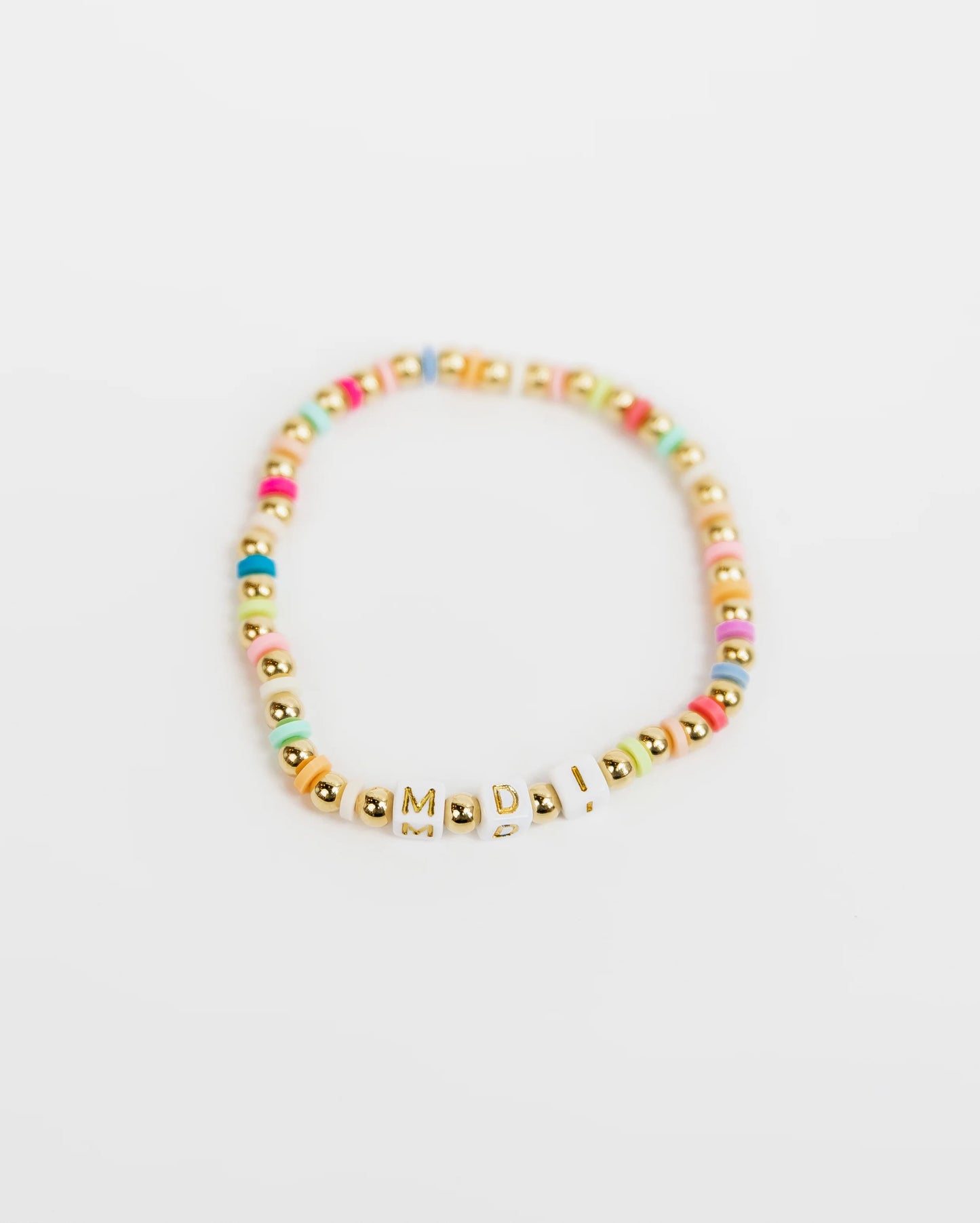Rainbow 14k Gold Initial Bracelet - MOM