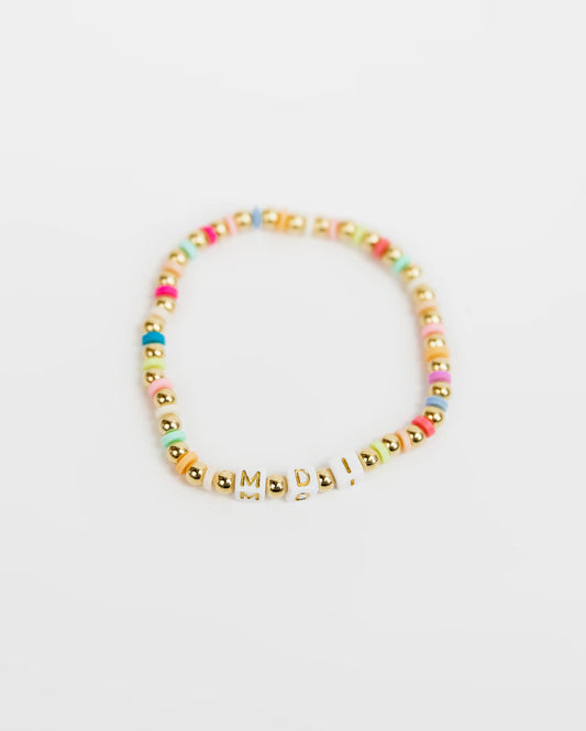 Rainbow 14k Gold Initial Bracelet - MOM