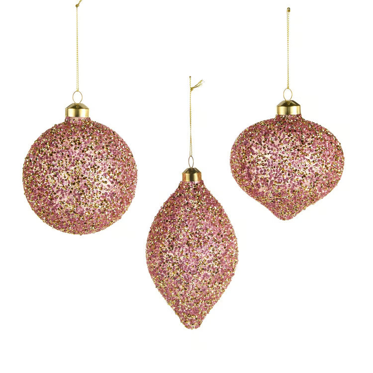 4" Pink and Gold Glitter Ornament
