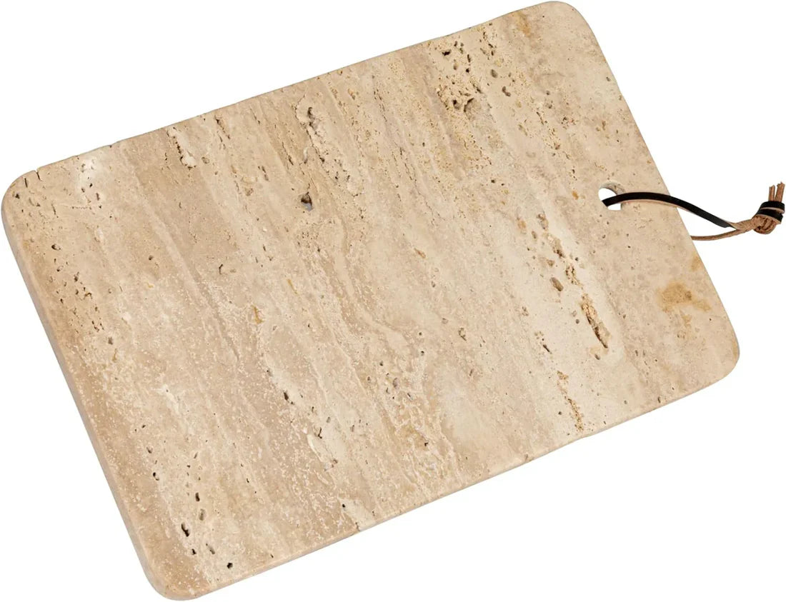 Travertine Cheese/Cutting Board with Leather Tie