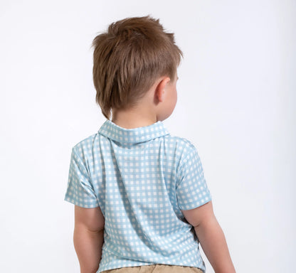 Polo Shirt - Gingham in Cottage Blue