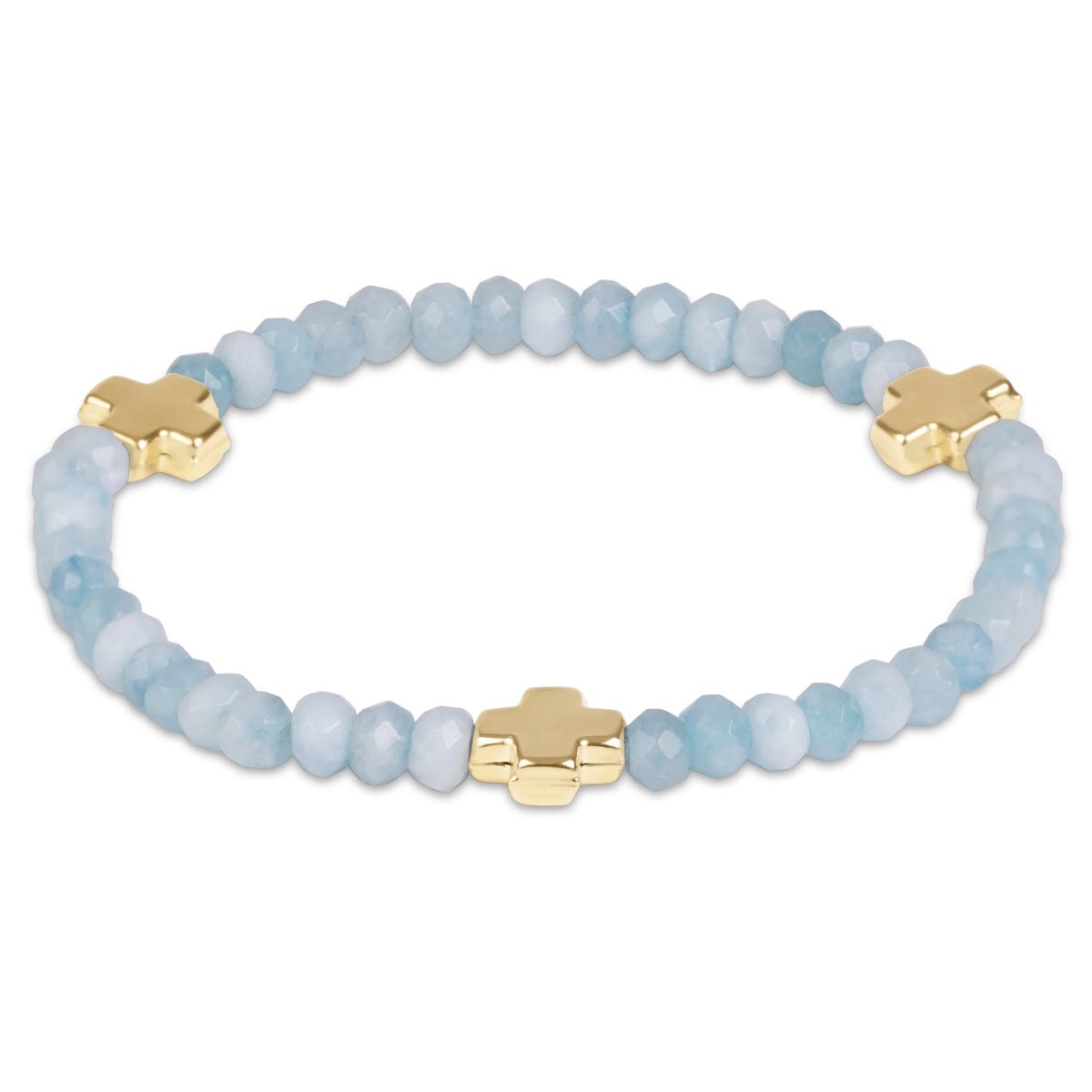 extends signature cross gold 4mm gemstone bracelet - aquamarine