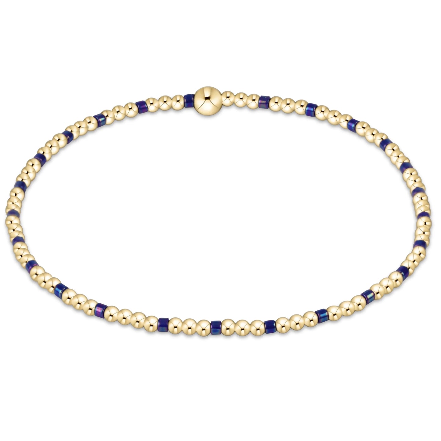 Hope Sincerity Pattern 2mm Bead Bracelet - Blue Metallic
