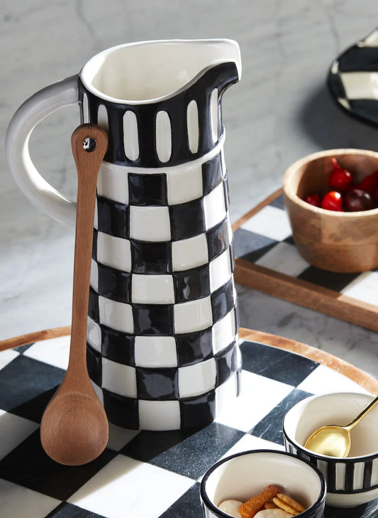 Checkered Marble Pitcher Set