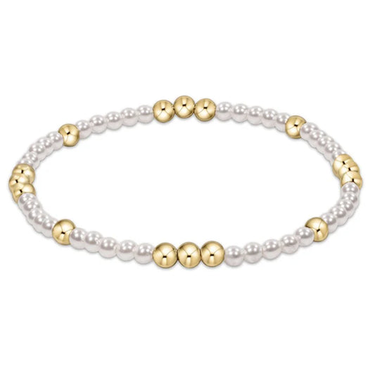 Worthy Pattern 3mm Bead Bracelet - Pearl