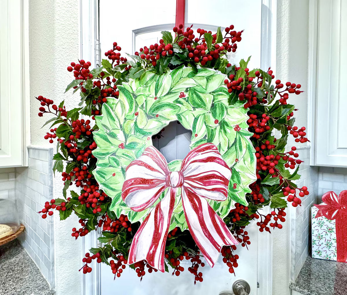 Traditional Tidings Wreath PVC Door Hanger