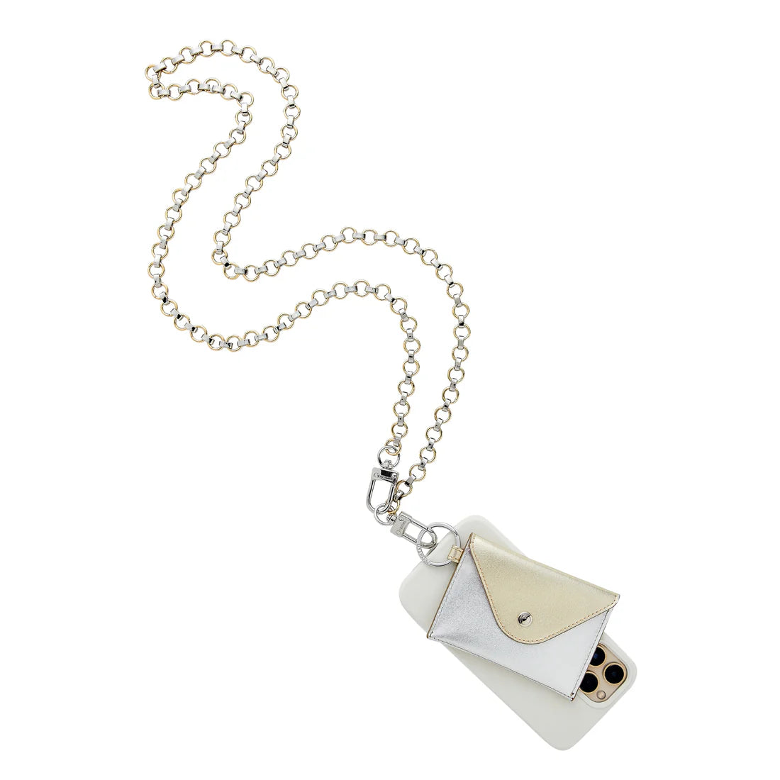 Keychain Wallet Mixed Metal - Gold & Silver Leather Envelope Card Case