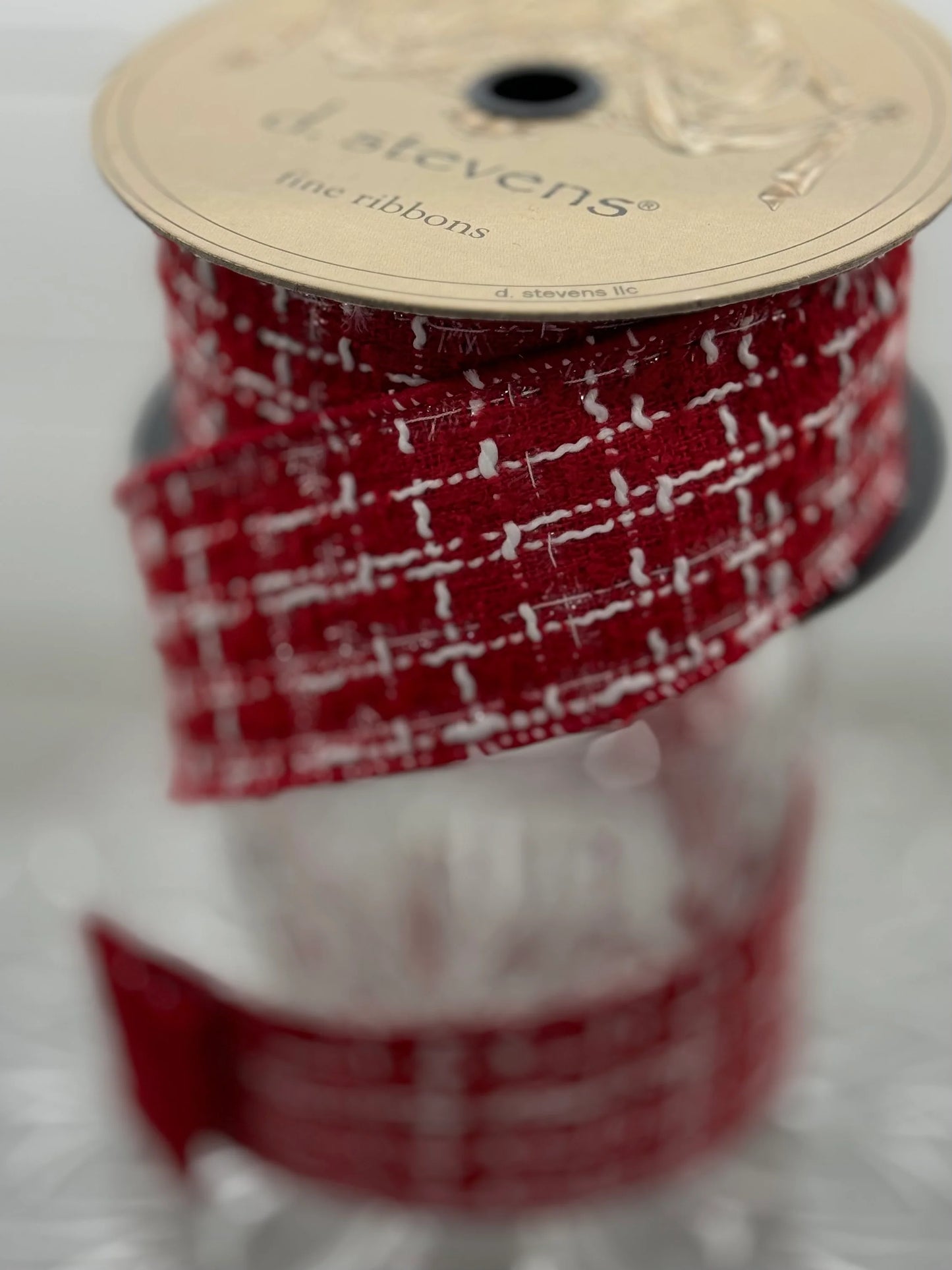 Boucle Red and White 2.5" x 10 Yard Ribbon