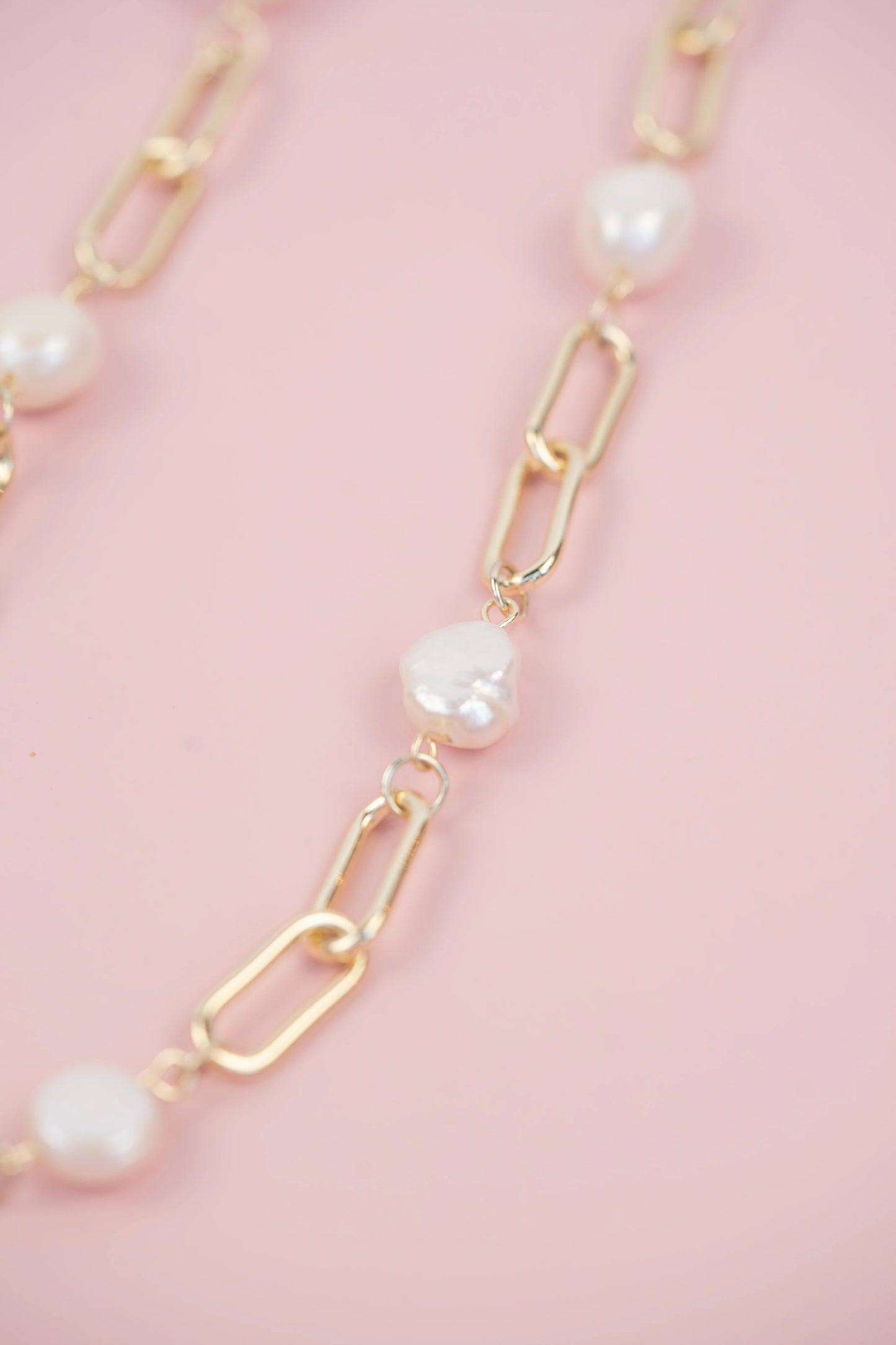Paper Clip Pearl Necklace