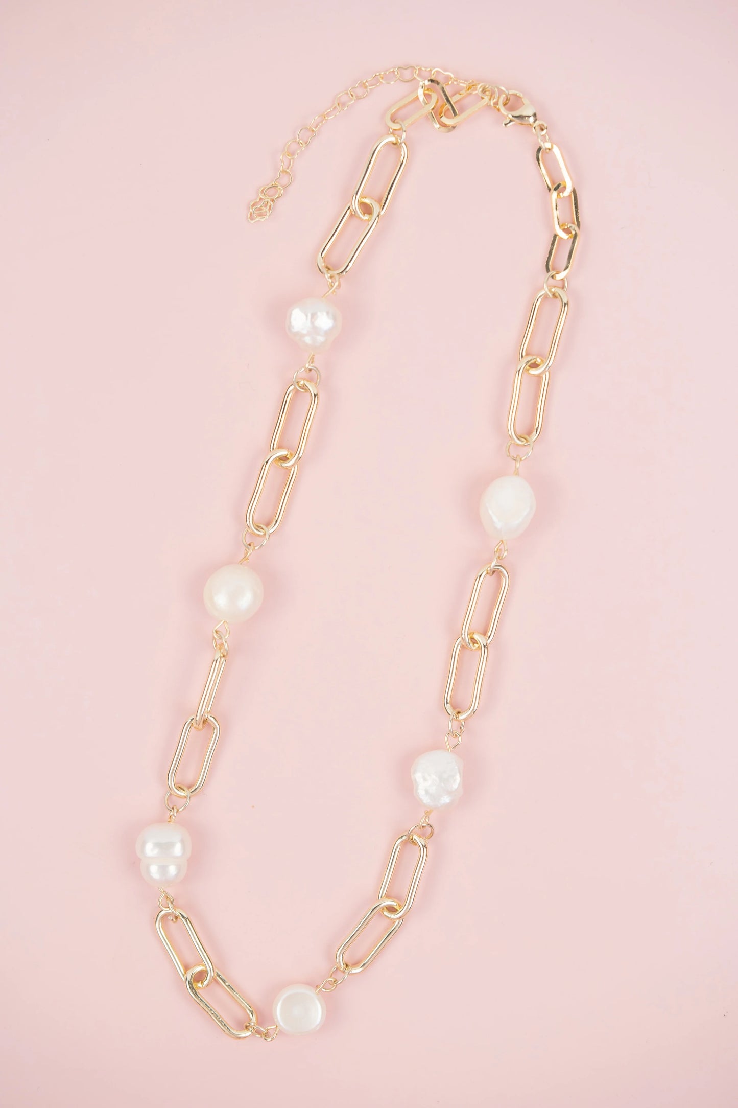 Paper Clip Pearl Necklace