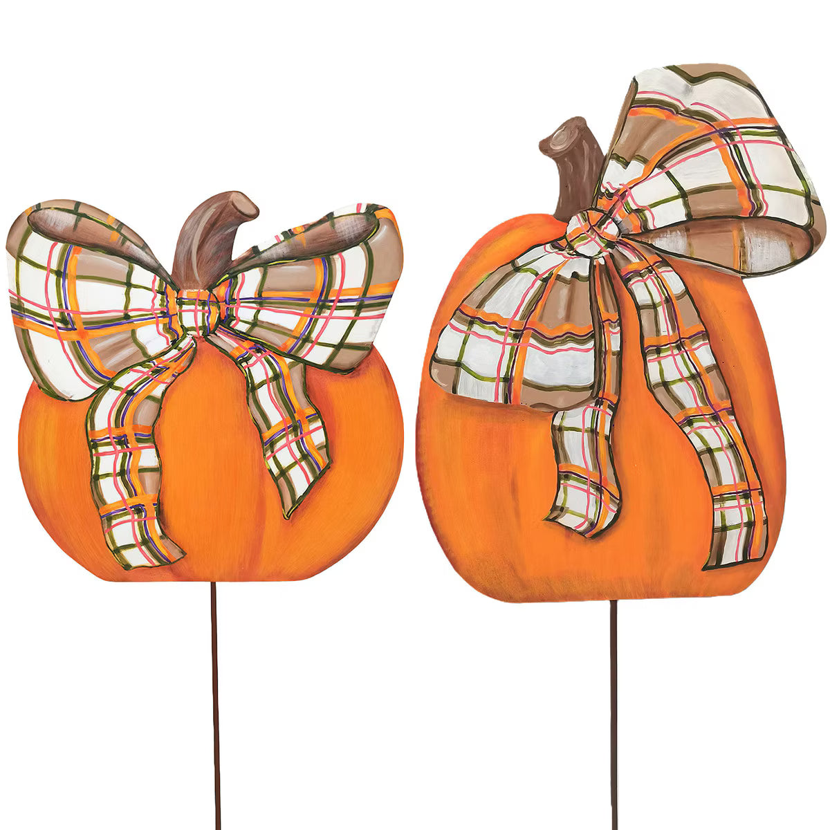 Modern Plaid Pumpkins set of 2