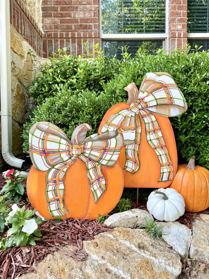 Modern Plaid Pumpkins set of 2