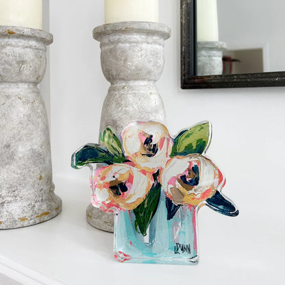 Acrylic Block - Pink And White Peonies